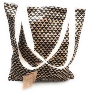 Black and Gold Metallic Block Print Shopper